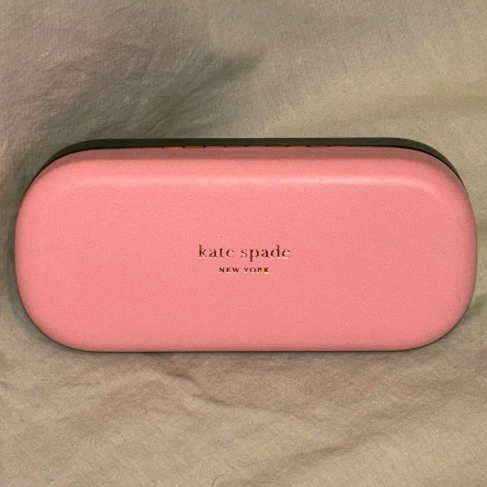 Kate Spade New York Women's Hard Sunglass Eyeglass Case Pink Gold Green EUC